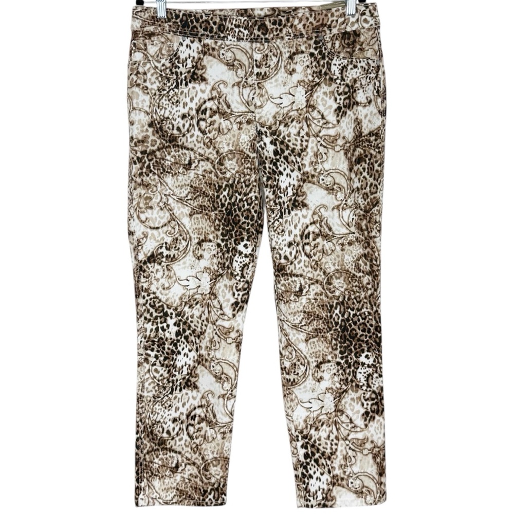 Chico’s Leopard Print Perfect Stretch Girlfriend Slim Ankle Pants Size 2 (12)